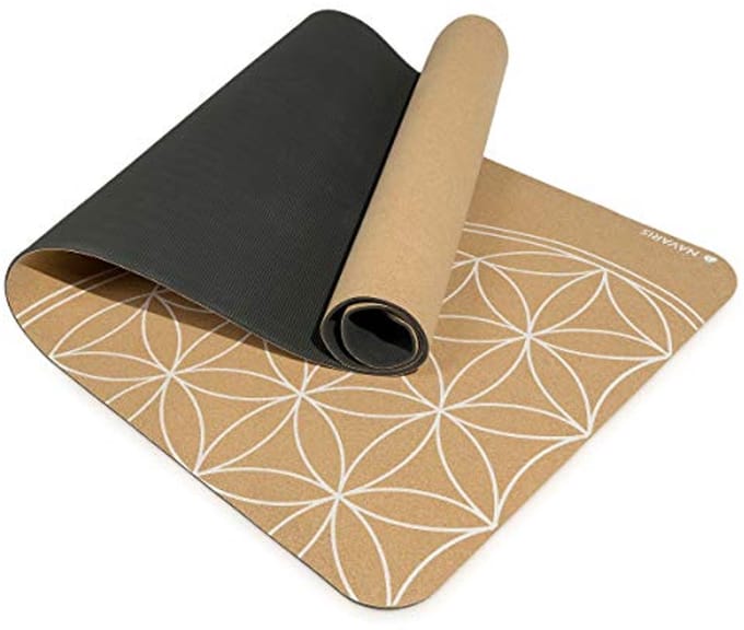 Cork Yoga Mat - Non-Slip Training Mat with Strap - 183 x 61 x 0.6 cm