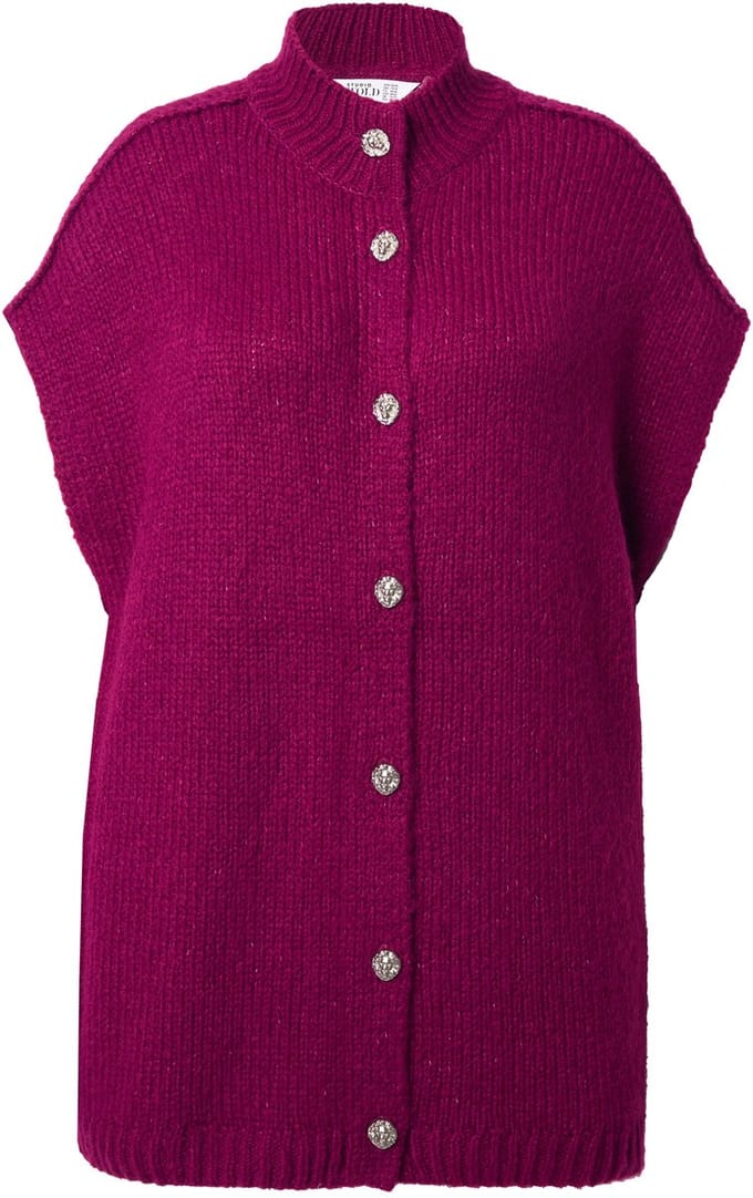 Studio Untold - Dames - Gebreid vest oversized extra zacht - Braambes - Maat 42+