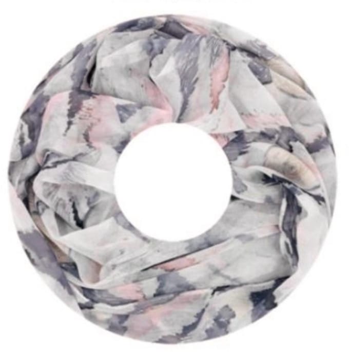 Dunne Colsjaal - Print - (25586#) - Grijs/Ecru