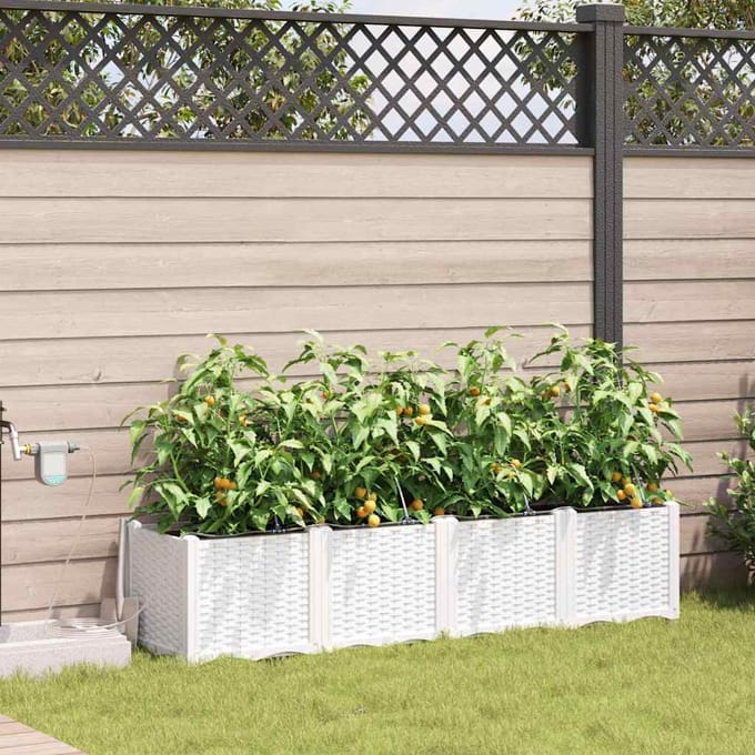 vidaXL - Plantenbak - 4 - st - Wit - 160 - x - 40 - x - 37,5 - cm - PP
