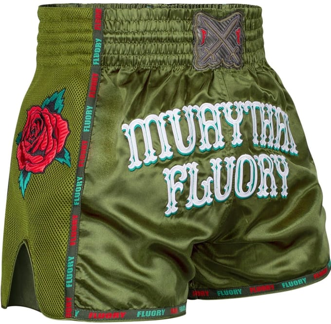 Fluory Muay Thai Kickboks Short Pistola Olijfgroen - L