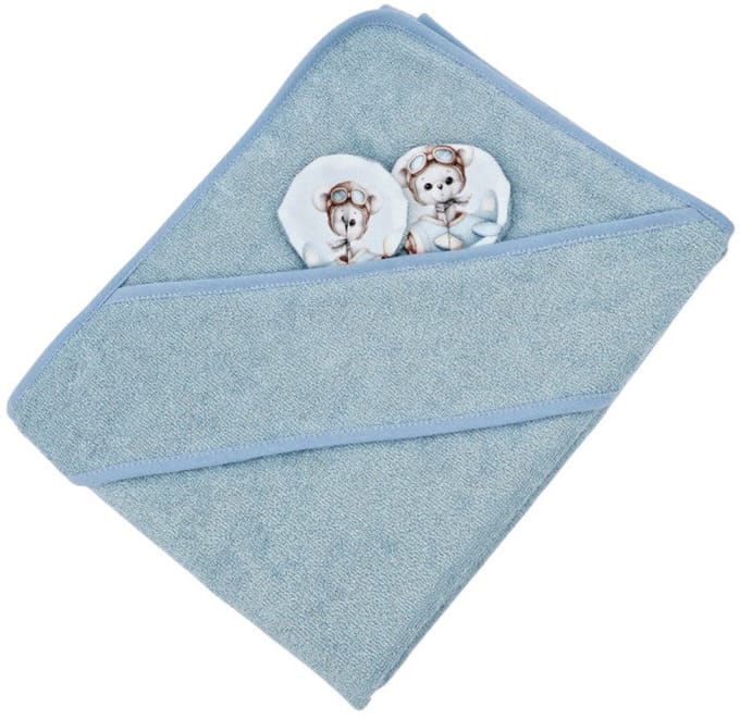 Bamboo bath cover Pilot Bear/Blue
