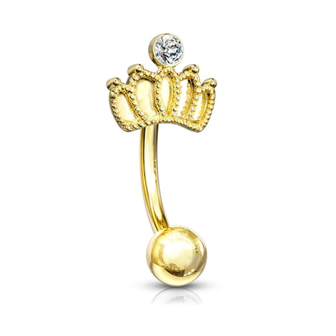 Piercing kroon met steen 1.2x8 - goud - LMPiercings