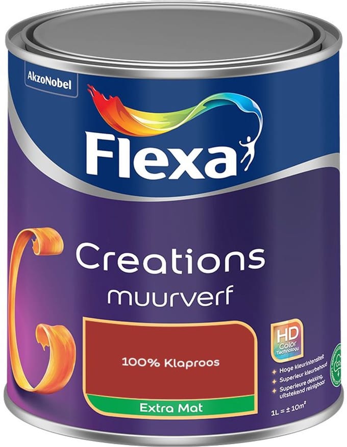 Flexa - Creations Muurverf Extra Mat - 100% Klaproos - Mengverf - 1 L