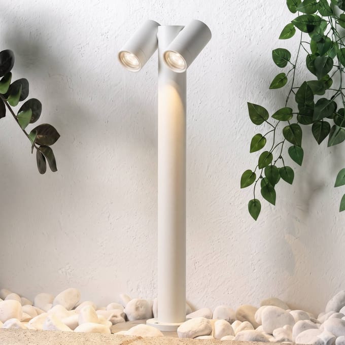 PRIOS - Padverlichting, zuillampen - 2lichts - Aluminium, glas - H: 60 cm - GU10 - wit