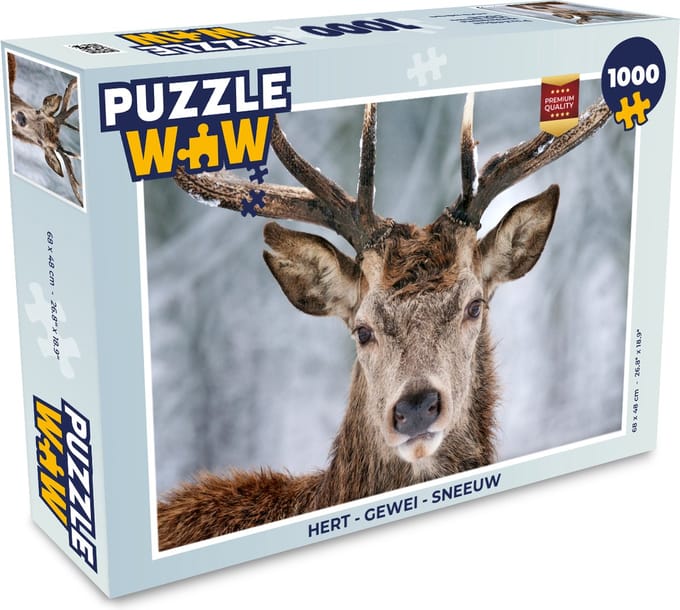 Puzzel Hert - Gewei - Sneeuw - Legpuzzel - Puzzel 1000 stukjes volwassenen