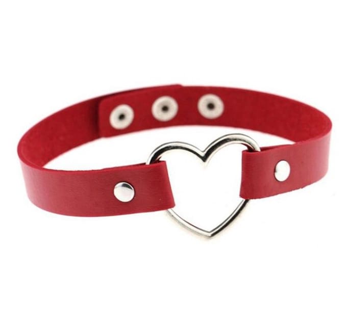 Punk hart - Choker - choker ketting dames - gothic - Rood - 40 cm - 1 stuks