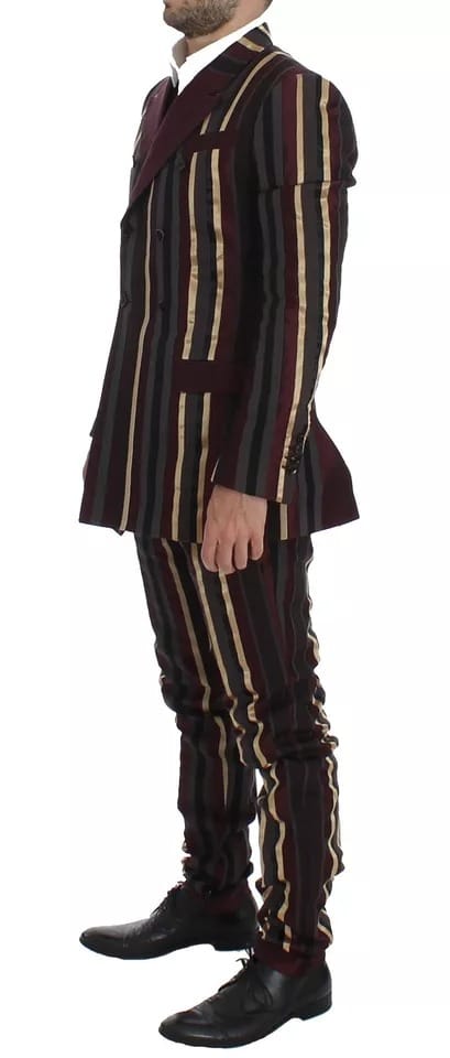 Veelkleurige Gestreepte Suit Dubbeldoorgeknoopte Blazer