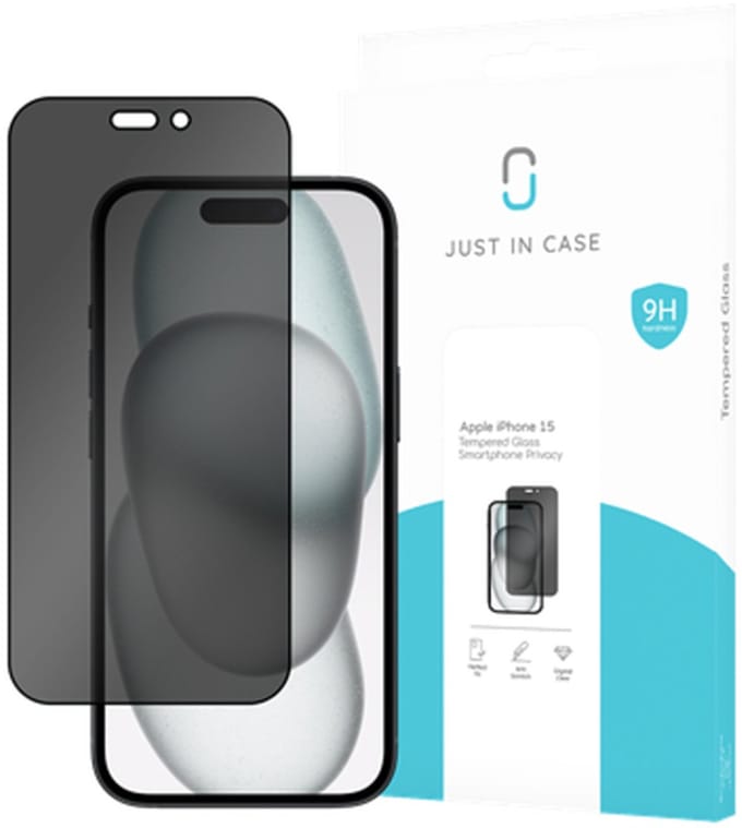Just in Case privacy Screenprotector geschikt voor iPhone 15 - Screenprotector Anti Spy Gehard Glass