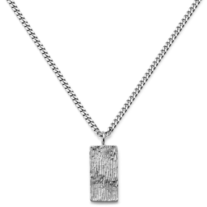 Rustic | Ketting met rustieke dogtag-hanger van 925 sterling zilver