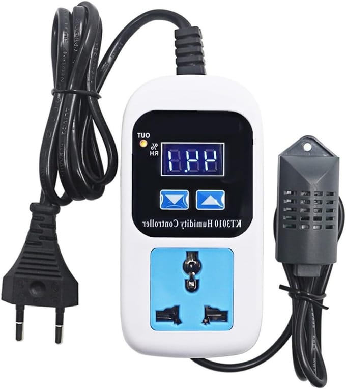 Digitale Vochtregelaar - Hygrometer Vochtcontrole - Klimaat Beheersen - 0-99% RH Bereik - 10A 220V - Wit