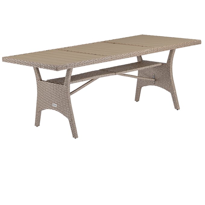 Casaria Polyrattan Tuintafel - WPC Tafelblad 190x90x74 cm – Beige