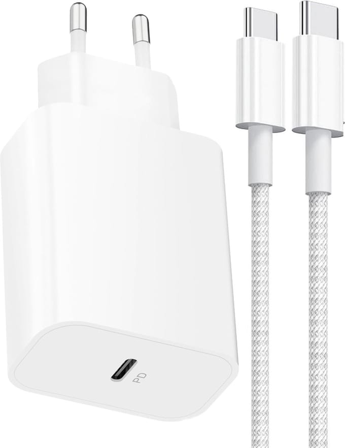 20w usb C Power Adapter met Gevlochten Nylon usb C naar usb C Kabel - 1 Meter