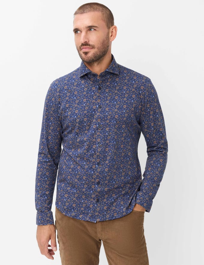 Brax Heren Overhemd  Style HAROLD navy, donkerblauw, maat M