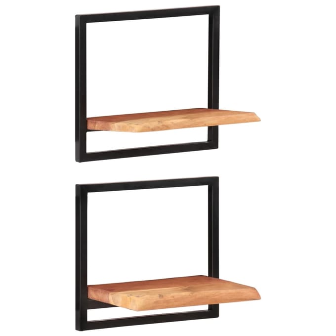 vidaXL - Wandschappen - 2 - st - 40x24x35 - cm - massief - acaciahout - en - staal