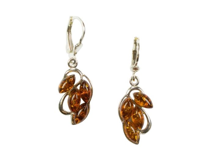 Zilveren oorbellen met sluiting Amber / Barnsteen 925 zilver