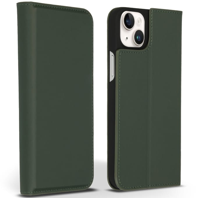 Accezz Hoesje - Geschikt voor Apple iPhone 14 Plus - Premium Leather Slim Bookcase - Groen