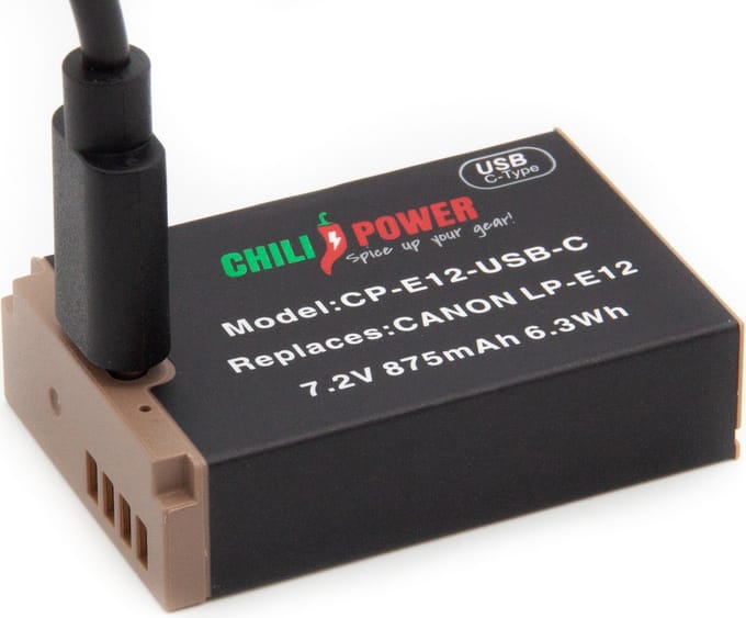 ChiliPower accu LP-E12 USB-C versie voor Canon - 875mAh