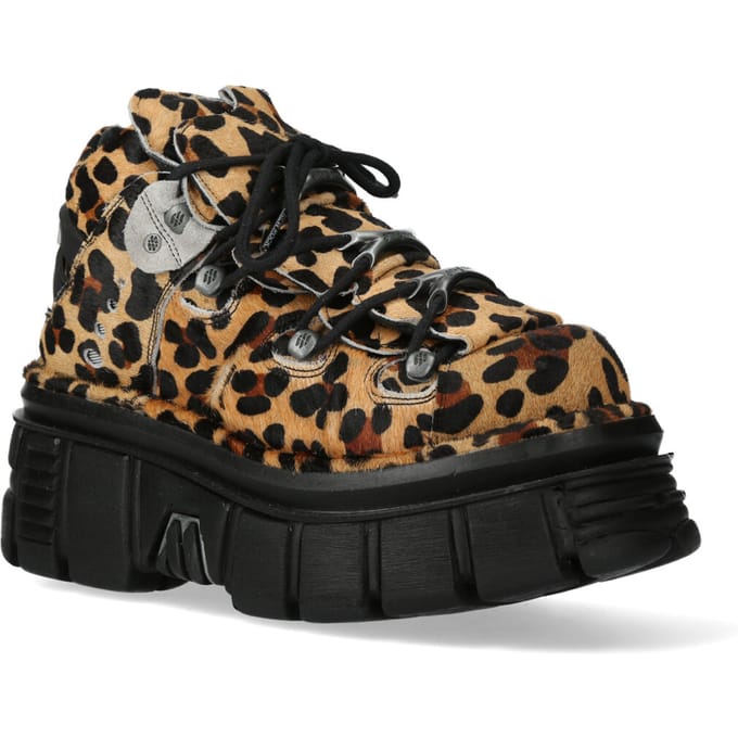 New Rock M-106-C192 Leopard Bruine Leren Gothic Enkellaarsjes
