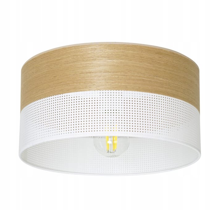 Grote Witte Cilinder Lampenkap Loft Stijl 30cm - Uniek Hout Design