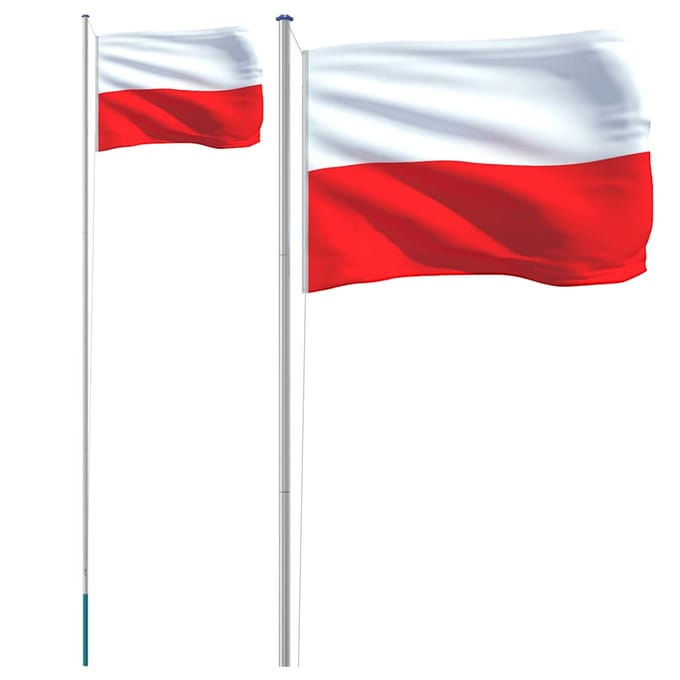 vidaXL - Vlag - met - vlaggenmast - Polen - 6,08 - m - aluminium