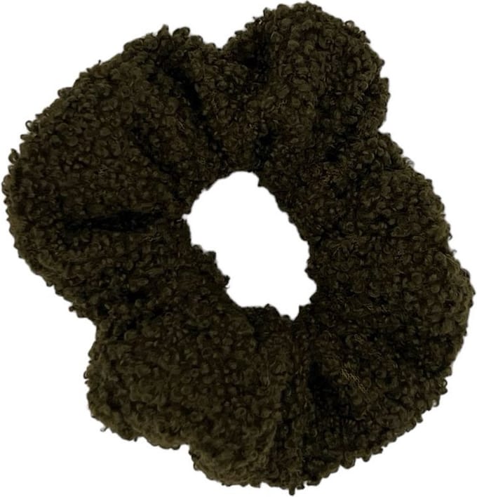 Scrunchie - elastiek - teddy - donkergroen