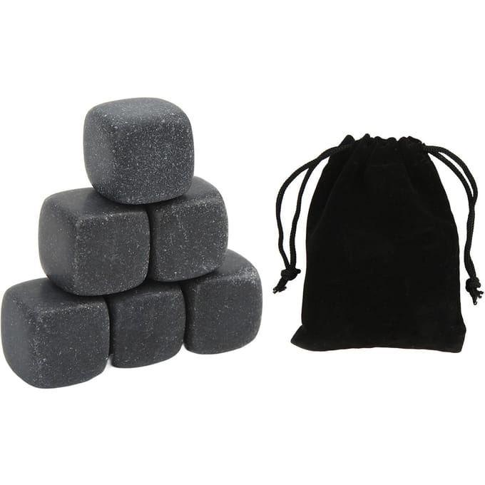 Basalt Whiskey Stenen Set met Opbergzak voor Whiskey Cognac Wijn Drank Herbruikbare Koeling black