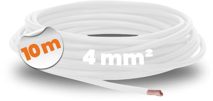 10 meter 4mm² Enkele Ader Draadkabel H07V-K Flexibel (Wit) Installatiedraad