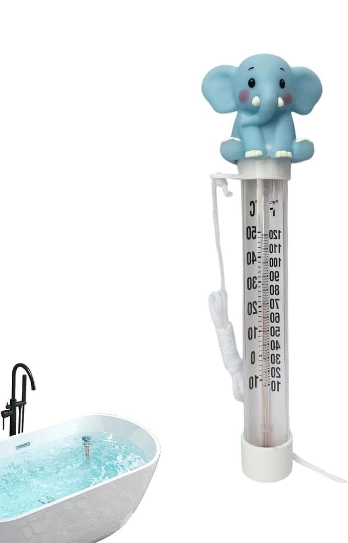 Zwembad Temperatuurmeter - Water Thermometer - Water Temperatuur Meten - Drijvend Olifant Design - 6 Centimeter - Blauw