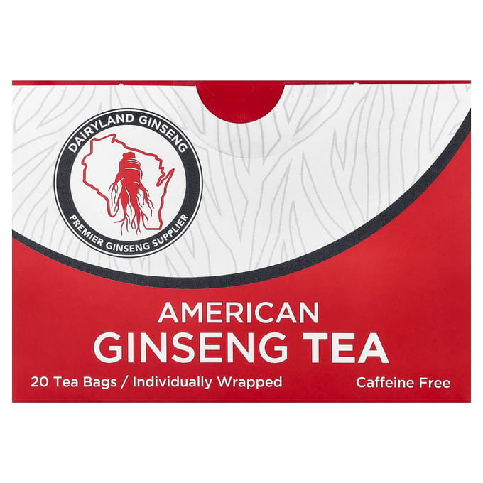 Dairyland Ginseng, Amerikaanse Ginseng Thee, Cafeïnevrij, 20 Theezakjes red