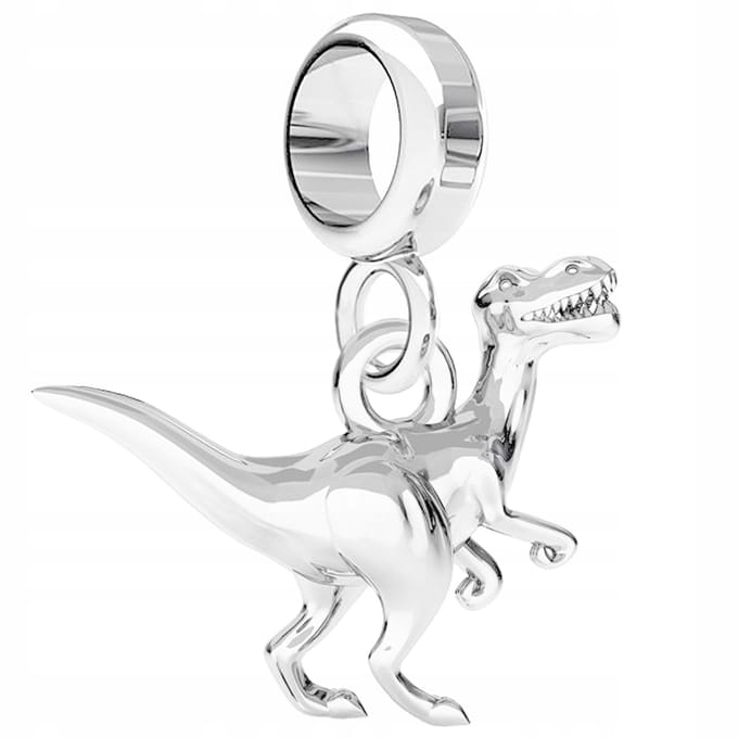 Bedels Zilveren Met Een Dinosaurus Dinosaurustrex Monster Dier Zilver 925 white