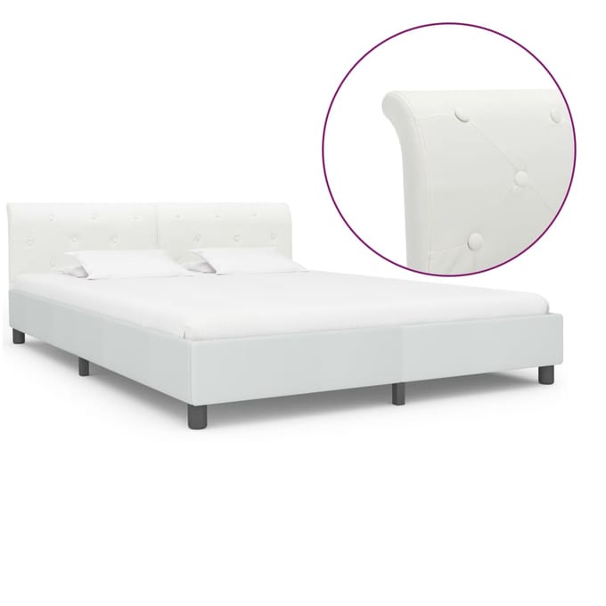 vidaXL - Bedframe - kunstleer - wit - 160x200 - cm