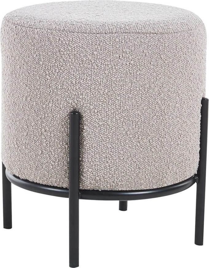 Poef Mia Taupe - Bouclé - Breedte 35 cm - Diepte 35 cm - Hoogte 38 cm