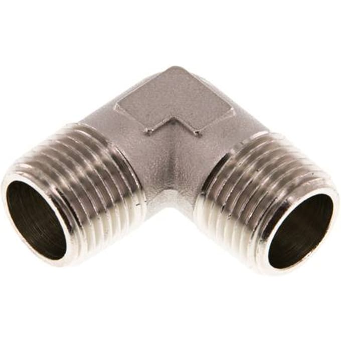 R 1/2'' Buitendraad Vernikkeld Messing L-Fitting 90graden 16 Bar