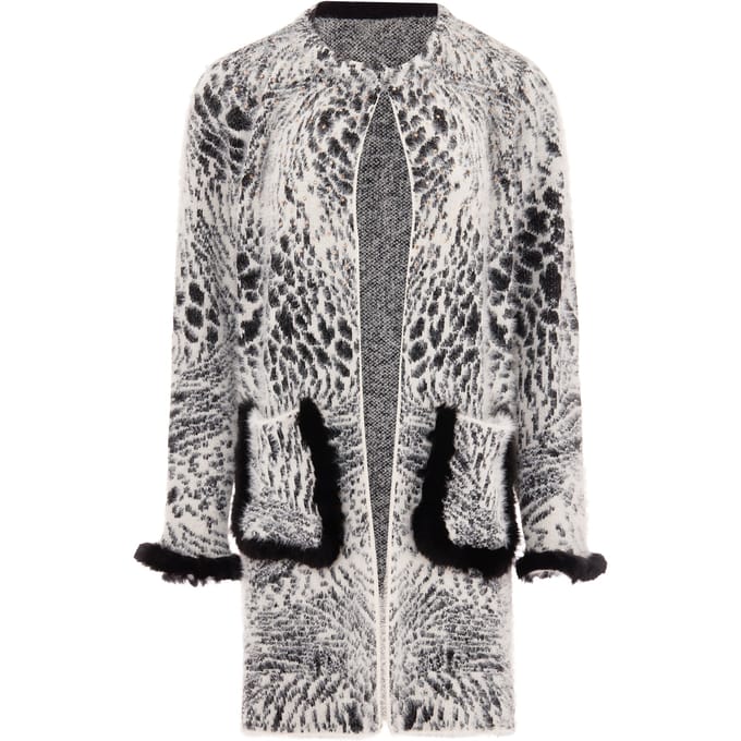 Faina Vest Dames wol wit zwart