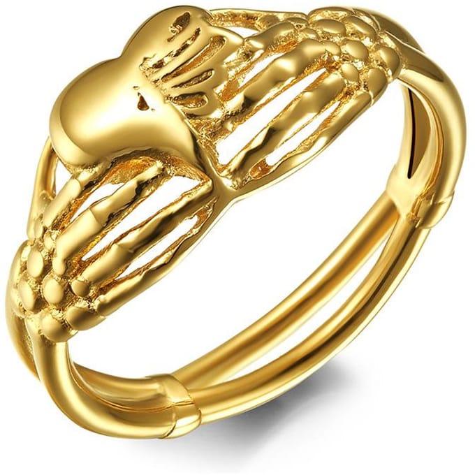 Keltische Hand die Liefde Vasthoudt Titanium Retro Ring Ring Roestvrij Staal Sieraden 10# beige