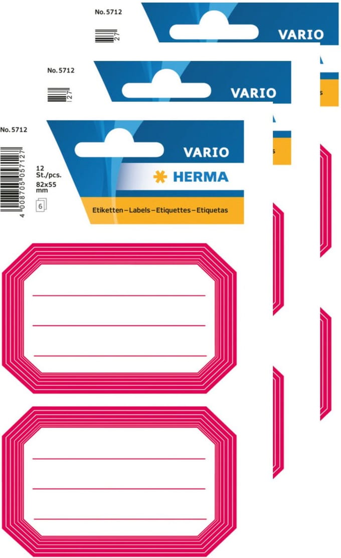 Herma Schoolboeken etiketten - stickers - 36x - roze/wit - 8.2 x 5.5 cm