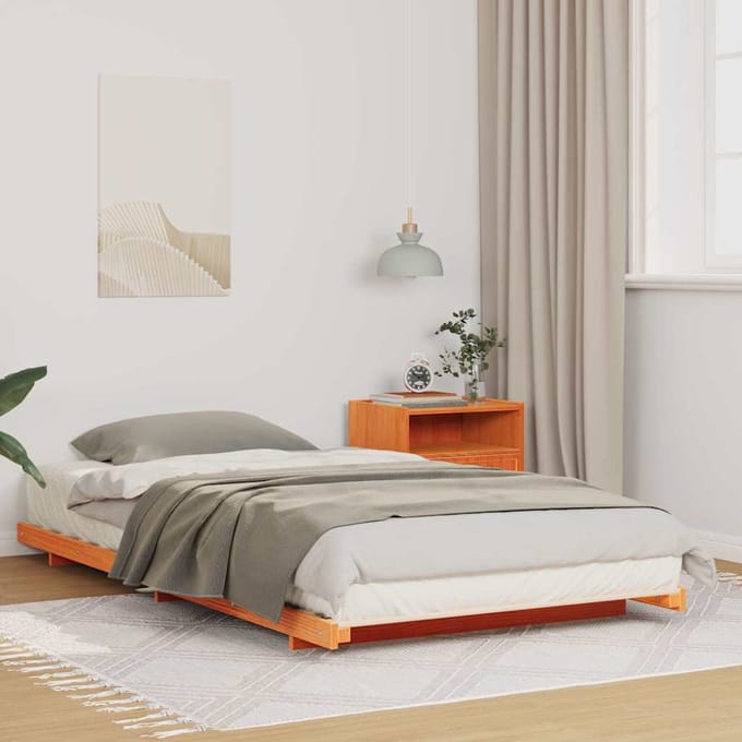 vidaXL - Bedframe - Wasbruin - 90 - x - 210 - cm - Massief - grenenhout