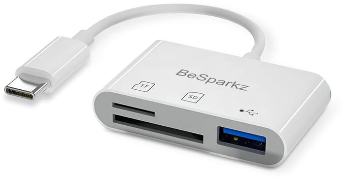BeSparkz SD Kaart Lezer - SD Card Reader - 3 in 1 - SD Kaartlezer - USB naar USB C - Micro SD Kaart Lezer - TF kaart