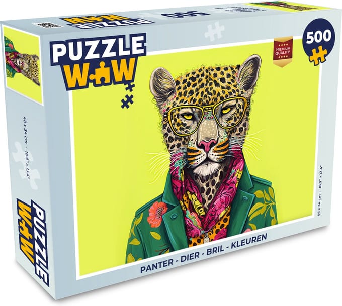 Puzzel Panter - Dier - Bril - Kleuren - Legpuzzel - Puzzel 500 stukjes