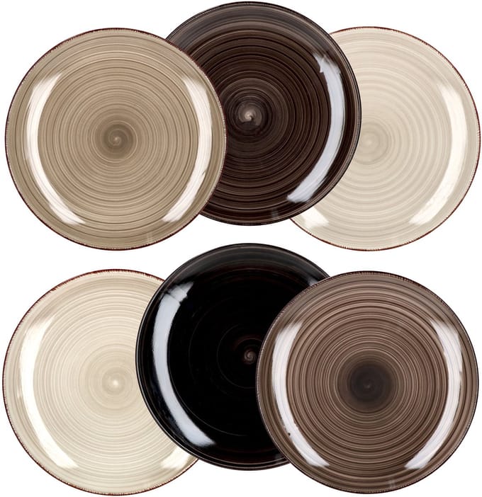 Set van 6 platte borden grijs 27cm