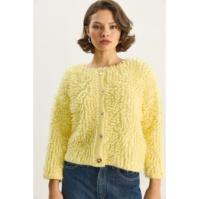Gestructureerde Knopen Cardigan