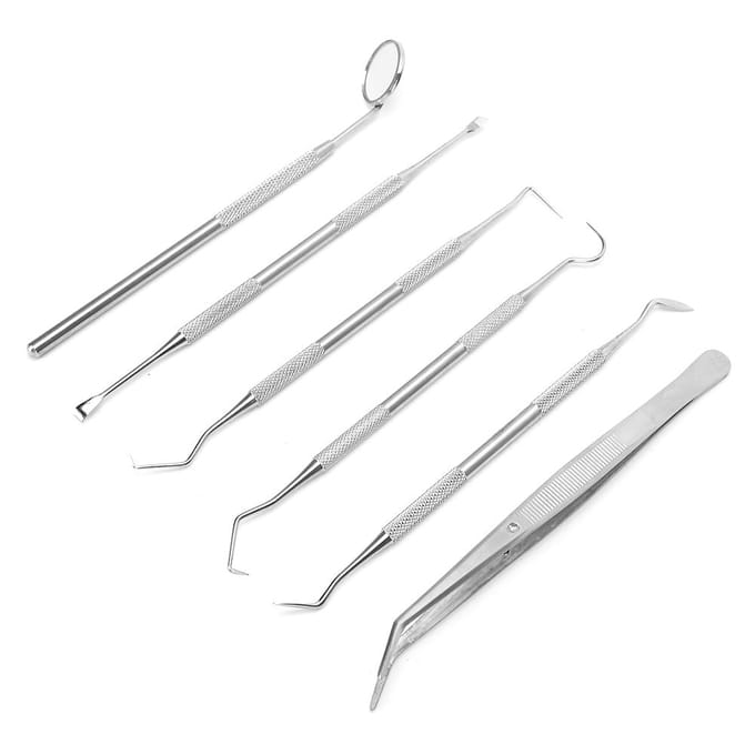 6pcs  set Dental Tartar Scaler Teeth Pick Spatula Dental Instruments Dentist Oral Care Tools gray