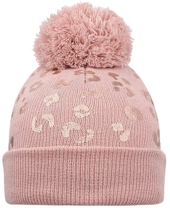 Charm & Chic - Meisjes wintermuts met pompon – Roze – Panterprint – Zacht & warm – Kinder muts