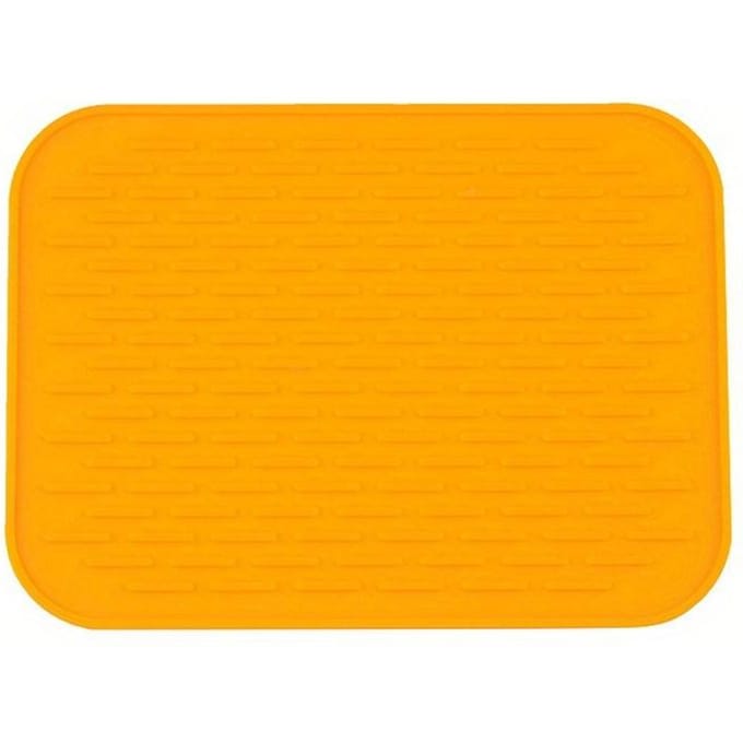 Tapis isolant carré antidérapant en silicone pour vaisselle, dessous de plat, égouttoir, set de table orange