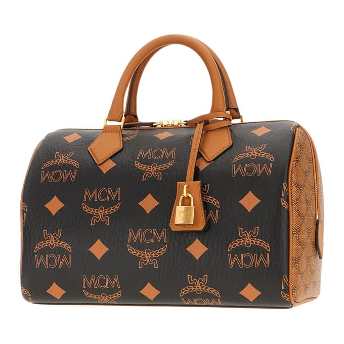 MCM Klassieke Print Metalen Hardware Boston Tas Dames Schoudertas Zwart MWBEAEA04BK Basic Set (Bag+Dust Bag) brown