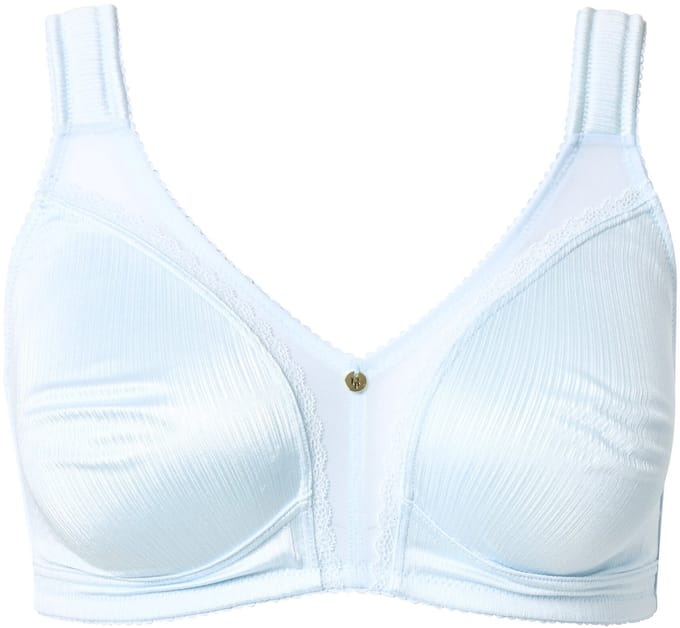 Ulla Popken - Dames - Minimizer-beha satijn kant zonder beugel - Blauw - Maat 130C