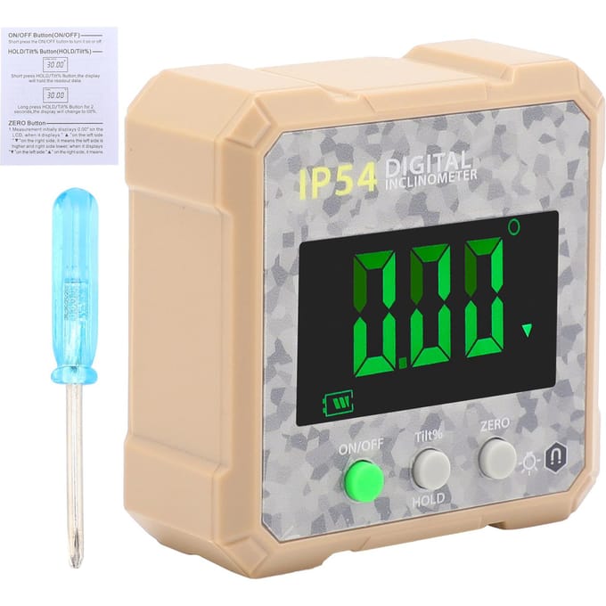 Digitale Hoekzoeker, Mini LCD Display Digitale Hoekmeter met Magneet Waterdichte Gradenboog geel