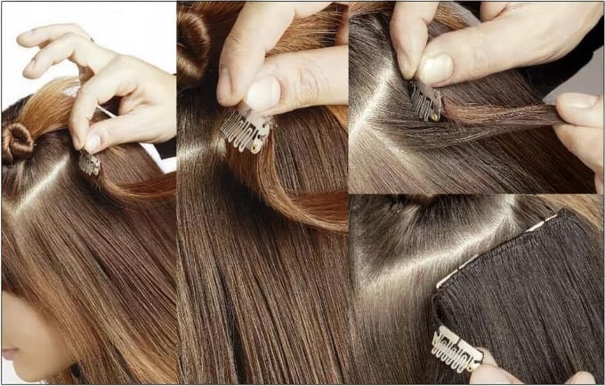 Synthetische Clip-in Haarverlengingen - Chocoladebruin Recht (60 cm)