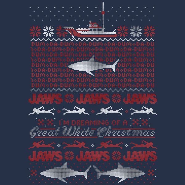 Jaws Great White Dames Kerst T-Shirt - Navy - S